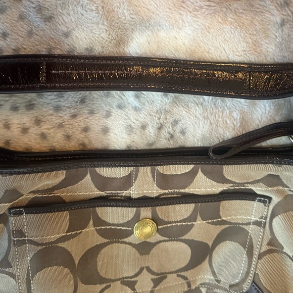 Coach Signature Khaki Brown Canvas Small Shoulder Bag - Picture 12 of 12